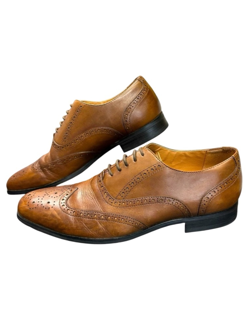 EXPRESS Tan Leather Wingtip Lace Up Oxford Worn Once Size 10